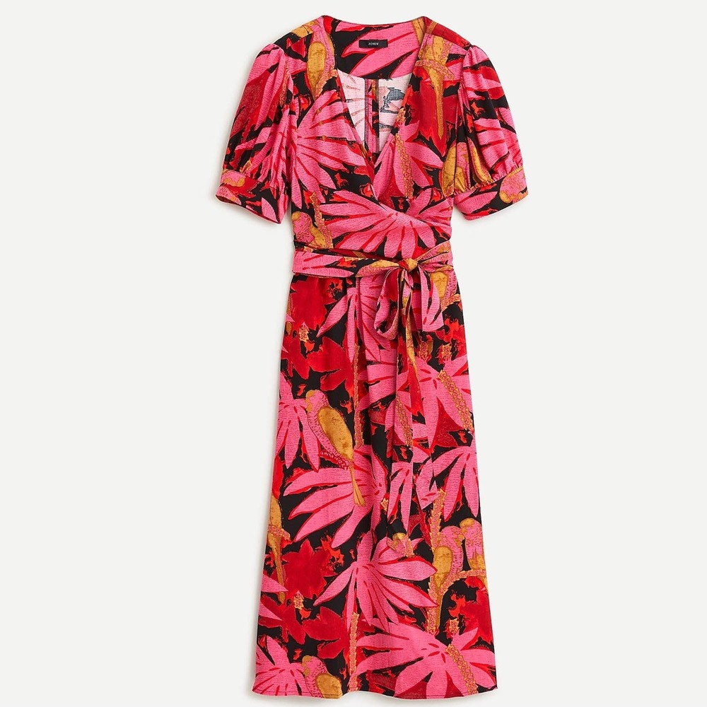 J. Crew Pink and Red Midi Dress